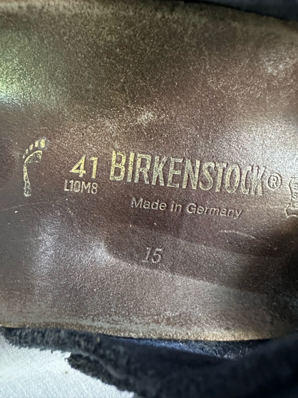 Birkenstock Arizona Soft Footbed Sandals Navy Suede Size 41 US Men 8 Women 10 - Picture 3 of 11